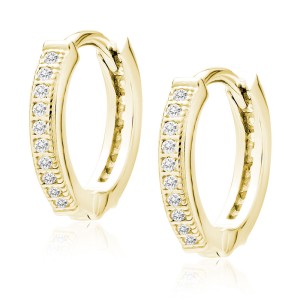 Cercei rotunzi argint placati cu aur galben Ø13 mm cu pietre DiAmanti Z0960DEG_W-DIA (Argint 925‰ 1,7 g.)